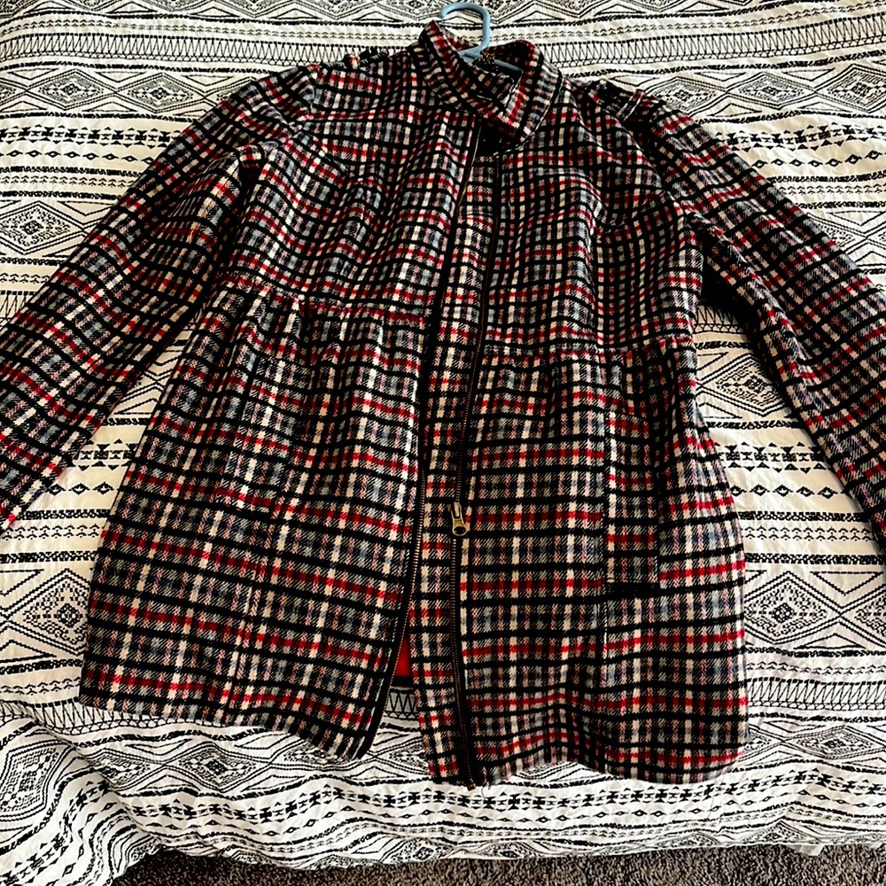 Plaid zip dress coat